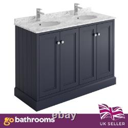 Traditional Dark Grey 120cm Square Vanity Storage Unit Ceramic Sink Marble Top