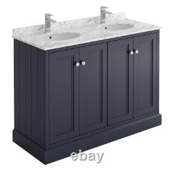 Traditional Dark Grey 120cm Square Vanity Storage Unit Ceramic Sink Marble Top