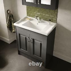 Traditional Royal Grey Vanity Unit 800mm Floor Standing Bathroom Sink Basin