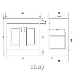 Traditional Royal Grey Vanity Unit 800mm Floor Standing Bathroom Sink Basin