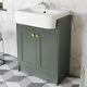 Traditional Vanity Basin Unit Freestanding 1 Tap Hole Bathroom Furniture Green