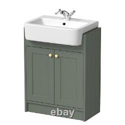 Traditional Vanity Basin Unit Freestanding 1 Tap Hole Bathroom Furniture Green