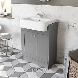 Traditional Vanity Basin Unit Freestanding 1 Tap Hole Bathroom Furniture Grey