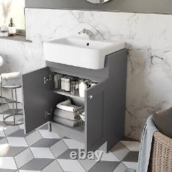 Traditional Vanity Basin Unit Freestanding 1 Tap Hole Bathroom Furniture Grey