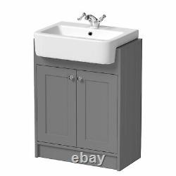 Traditional Vanity Basin Unit Freestanding 1 Tap Hole Bathroom Furniture Grey