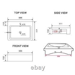 Traditional Vanity Basin Unit Freestanding 1 Tap Hole Bathroom Furniture Grey