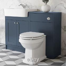 Traditional Vanity Basin Unit & Toilet Combination Unit Bathroom Furniture Blue