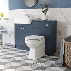 Traditional Vanity Basin Unit & Toilet Combination Unit Bathroom Furniture Blue