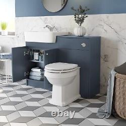 Traditional Vanity Basin Unit & Toilet Combination Unit Bathroom Furniture Blue