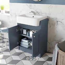 Traditional Vanity Basin Unit & Toilet Combination Unit Bathroom Furniture Blue