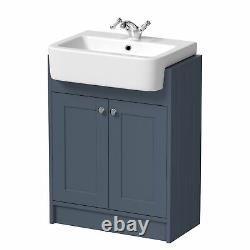 Traditional Vanity Basin Unit & Toilet Combination Unit Bathroom Furniture Blue