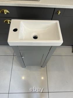 Trafalgar 405mm Grey Cloakroom Vanity Unit Victorian Plumbing Version