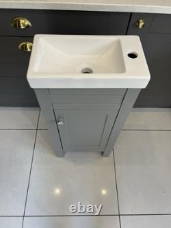 Trafalgar 405mm Grey Cloakroom Vanity Unit Victorian Plumbing Version