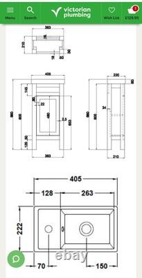 Trafalgar 405mm Grey Cloakroom Vanity Unit Victorian Plumbing Version