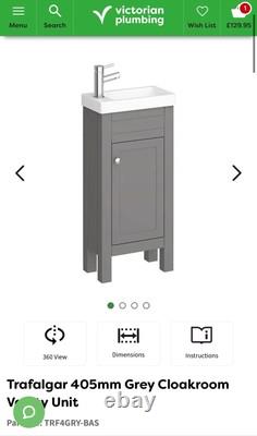 Trafalgar 405mm Grey Cloakroom Vanity Unit Victorian Plumbing Version