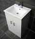 Troya 550mm White Gloss Vanity Unit With Ceramic Basin Sink Bathroom Storage