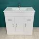 Turin 800mm Floorstanding Vanity Unit With Ceramic Basin White Gloss Bathroom