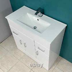 Turin 800mm Floorstanding Vanity Unit With Ceramic Basin White Gloss Bathroom