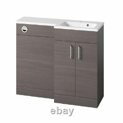 Urban Grey Avola Modern Sink Vanity Unit-WC Toilet Unit Package 1000-1100mm-1200