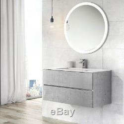 Urban Grey Bathroom Storage Wall Hung Vanity Unit White Resin Basin 90cm