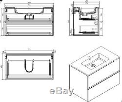 Urban Grey Bathroom Storage Wall Hung Vanity Unit White Resin Basin 90cm