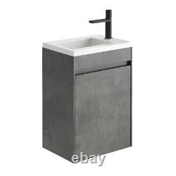 Urban Grey Effect Cloakroom Vanity Unit Compact Wall Cloakroom Sink Wash Basin