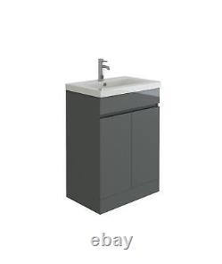 Vanity Basin Sink Unit 600mm Anthracite Grey Floor Standing Furniture