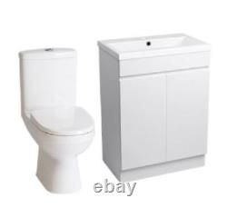 Vanity Basin Sink Unit Close Coupled Toilet WC Pan Bathroom Cabinet White Gloss