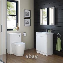 Vanity Basin Sink Unit Close Coupled Toilet WC Pan Bathroom Cabinet White Gloss