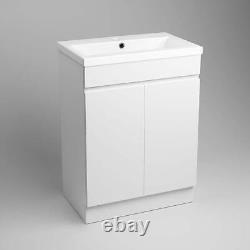 Vanity Basin Sink Unit Close Coupled Toilet WC Pan Bathroom Cabinet White Gloss