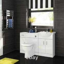 Vanity Basin Unit Back to Wall Toilet Furniture 1200 mm White Gloss Bathroom