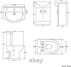 Vanity Sink Unit Soft Close Doors Close Coupled Toilet Bathroom Ceramic Set