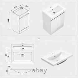 Vanity Sink Unit with Basin Gloss White Bathroom Storage Floor Standing 600mm