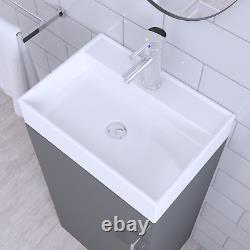 Vanity Unit & Basin Sink Bathroom Cloakroom Compact High Gloss Unit 450mm Grey