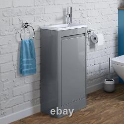 Vanity Unit Basin Sink Floor Standing Cloakroom Right Hand Storage Unit Grey
