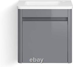 Vanity Unit Basin Sink Wall Hung Cloakroom Right Hand Storage Unit Grey 400mm