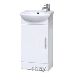 Vanity Unit Bathroom Cabinet Cloakroom Cupboard Compact Storage White 420mm