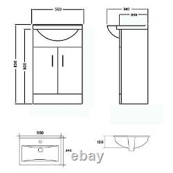 Vanity Unit Cabinet Basin Sink Bathroom Cloakroom Floor standing 550 Tap 214