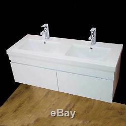 Vanity Unit Cabinet Basin Sink Bathroom Corner Wall Hung Twin Double Bowl 1200