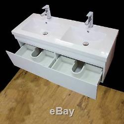 Vanity Unit Cabinet Basin Sink Bathroom Corner Wall Hung Twin Double Bowl 1200