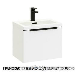 Vanity Unit Cabinet Basin Sink Wall Hung Mounted Ceramic Cloakroom Bathroom 600