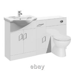Vanity Unit Combined Sink Toilet Bathroom Suite Furniture Seat Cistern 1400mm