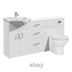 Vanity Unit Combined Sink Toilet Bathroom Suite Furniture Set 1400mm Pan Cistern