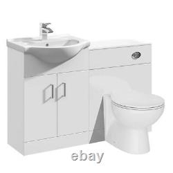 Vanity Unit Combined Sink Toilet Bathroom Suite Furniture Set Pan Cistern 1150mm