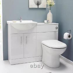 Vanity Unit Combined Sink Toilet Bathroom Suite Furniture Set Pan Cistern 1150mm