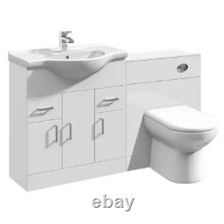 Vanity Unit Combined Sink Toilet Bathroom Suite Furniture Set Pan Cistern 1450mm