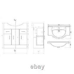 Vanity Unit Combined Sink Toilet Bathroom Suite Furniture Set Pan Cistern 1450mm