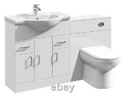 Vanity Unit Combined Sink Toilet Bathroom Suite Furniture Set Pan Cistern 1450mm