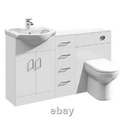 Vanity Unit Combined Sink Toilet Bathroom Suite Furniture WC Set Drawer 1350mm