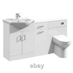 Vanity Unit Combined Sink & Toilet Bathroom Suite Furniture WC Set Drawer 1400mm